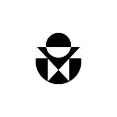 Abstract Geometric Figure in Black and White, Minimalist Design