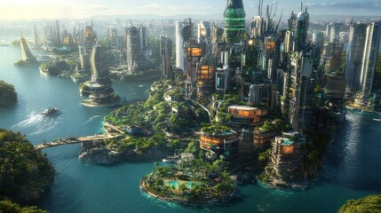 Futuristic Coastal Metropolis: A Vision of Sustainable Urban Design