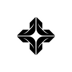 Geometric Leaf Cross Logo: Minimalist Nature Symbol
