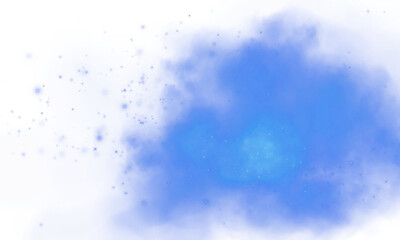 Magic blue smoke with glitter and small particles of twinkling stars. Fog with luminous particles. Blue vapor with stardust. Morning fog over land or water surface, magic haze. Fog or smoke. PNG.