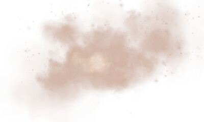 Magic chocolate brown smoke with glitter and small particles of twinkling stars. Fog with luminous particles. Chocolate brown vapor with stardust. PNG.