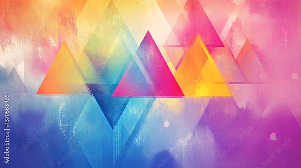 Poster abstract template horizontal banner with color triangle pattern