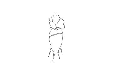 Carrot in one continuous line drawing of vector illustration design
