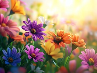 Vibrant blossoms in a sunny garden setting.