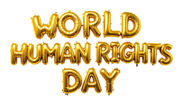 Golden balloon text World Human Rights Day png