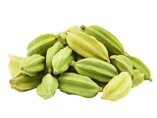 Pile of Green Cardamom Pods with Ribbed Texture