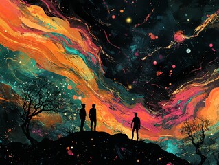 A vibrant cosmic landscape inspires wonder.