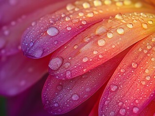 Close-up of vibrant flower petals with dew.