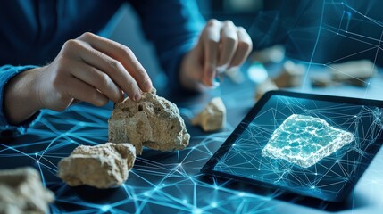 Digital geology analyzing rocks with augmented reality technology