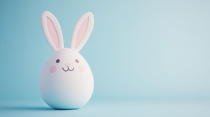Bunny Shaped Easter Egg on Pastel Blue Background