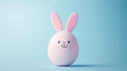 Obraz premium Bunny Shaped Easter Egg on Pastel Blue Background