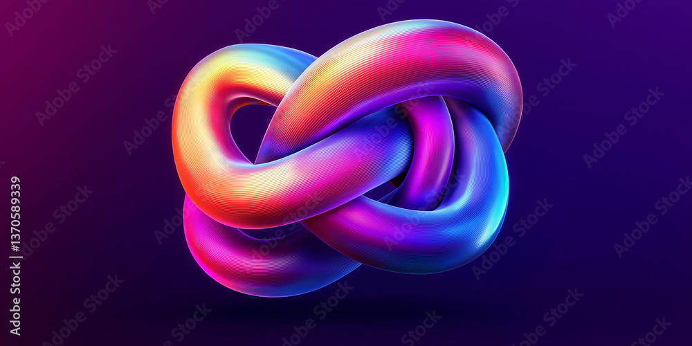 Poster colorful mobius strip creating infinity symbol on dark background