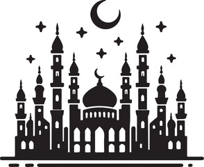 mosque silhouette vector illustration