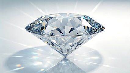Realistic diamond with shining facets (white background