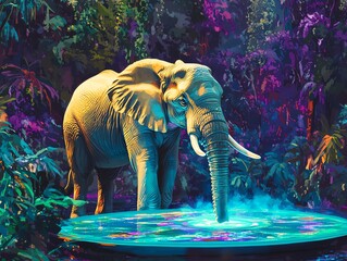 A majestic elephant in vibrant jungle beauty.