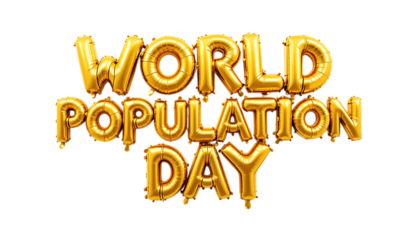 Golden balloon text World Population Day png