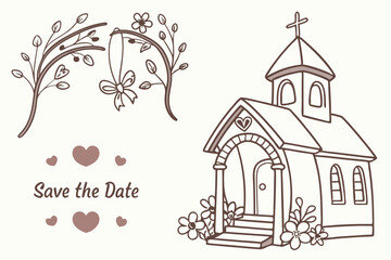 Fototapeta premium Simple illustration with wedding motif. June Bride.