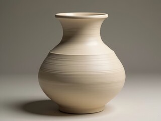 Ceramic beige clean vase. The vase is empty and has a simple, elegant design. handicrafts, DIY products.