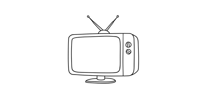 recommend clip art: Simple line art illustration of a vintage television with antenna, showcasing retro design elements.