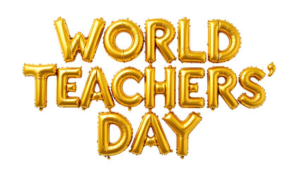 Golden balloon text World Teachers' Day png