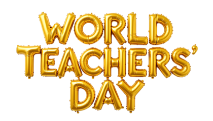 Golden balloon text World Teachers' Day png
