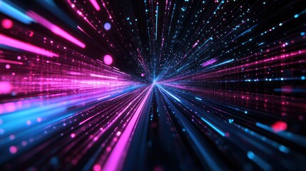 Neon Lightspeed Tunnel: A Digital Abstract