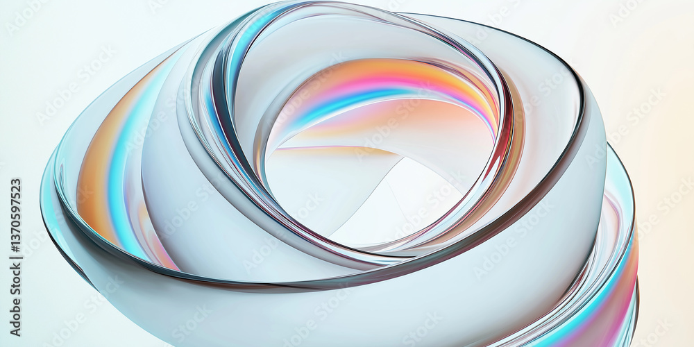 Poster Abstract swirling glass shape creating a colorful tunnel effect