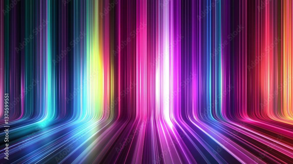 Poster Colorful glowing vertical lines creating a perspective background