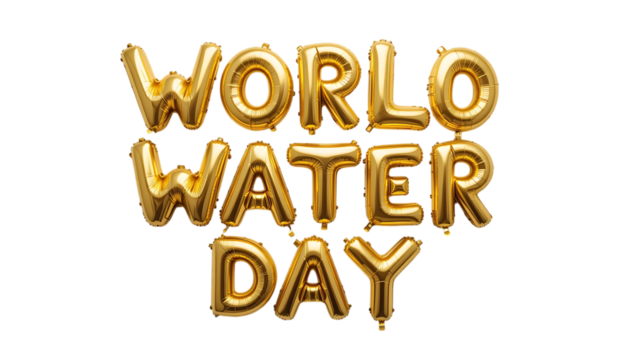 Golden balloon text World Water Day png