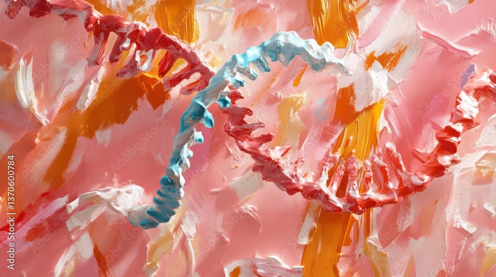Aufkleber abstract dna structure in vibrant colors against a textured background highlighting genetic code and