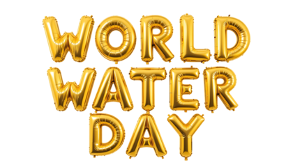 Golden balloon text World Water Day png