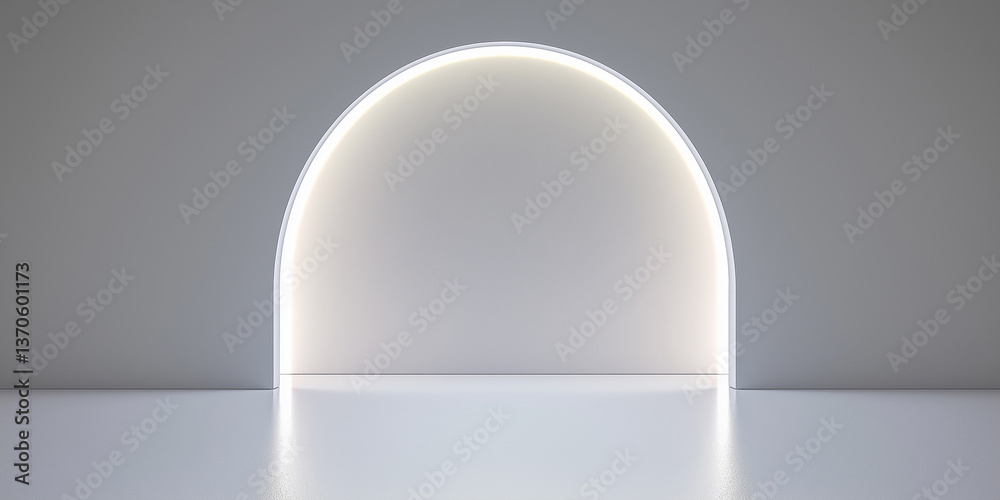 Poster empty room with arch and bright light creating modern interior design