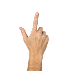 Male Hand with Index Finger Pointing Up - Transparent Background