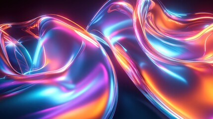 Abstract Neon Liquid Forms: A Symphony of Color and Light