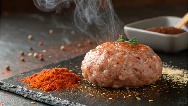 Delicious boulette de avesnes seasoned with a light dusting of spices, ready for a culinary adventure in the kitchen