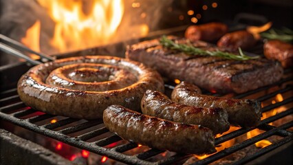 Savoring the flavors of a traditional South African braai with grilled meats and spices at sunset