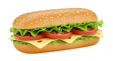 Isolated Sandwich with Lettuce, Tomatoes and Cheese