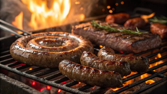 Savoring the flavors of a traditional South African braai with grilled meats and spices at sunset