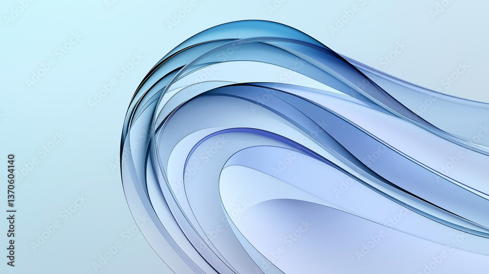 Poster Abstract blue wavy lines creating dynamic flowing shapes