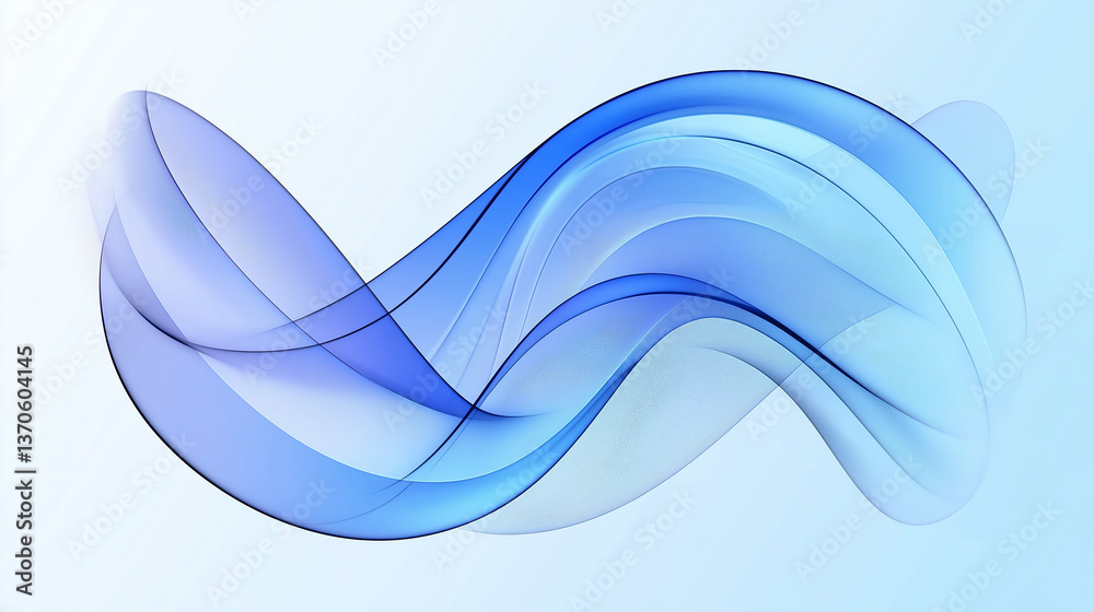 Poster abstract blue wave flowing on gradient background