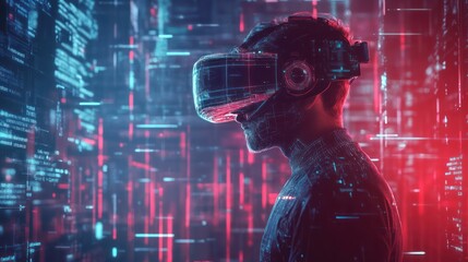 Person Wearing VR Headset Digital Experience