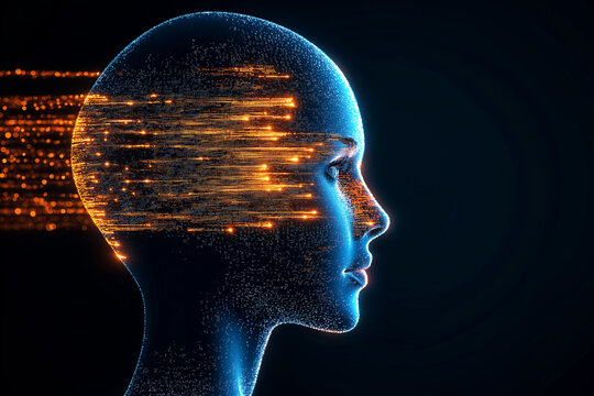 Artificial intelligence processing data stream in digital brain - Powered by Adobe