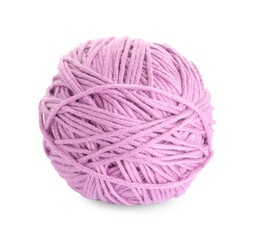 Soft lilac woolen yarn isolated on white