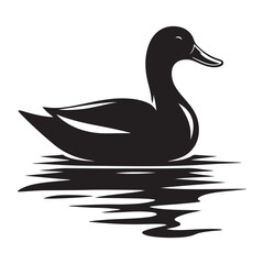 Elegant Black Duck Vector Silhouette Image for Wildlife Enthusiasts