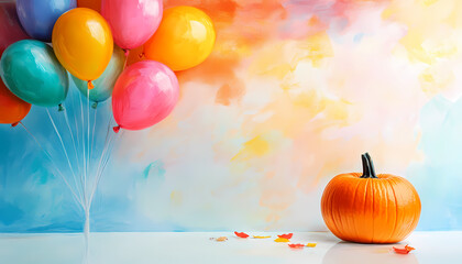 Colorful Balloons  Autumn Pumpkin