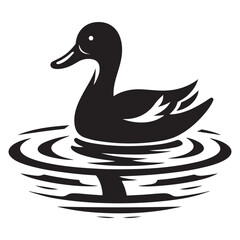 Elegant Duck Floating on Water Illustration Vector Silhouette Design