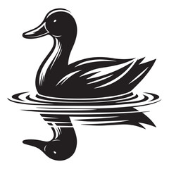 Elegant Duck Floating on Water Silhouette Vector Illustration Design