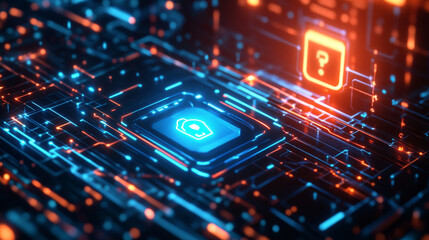 Fototapeta premium 3D Security Operations Metrics icon neon sign