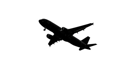 Isolated Airplane Silhouette Taking Off