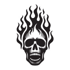 Fiery skull tattoo design striking vector illustration for gothic prints